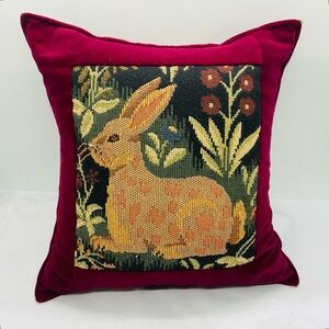 Mini Tapestry Deep Red/ Burgundy Velvet Bean Bag Pillow Rabbit Traverse Bay WC